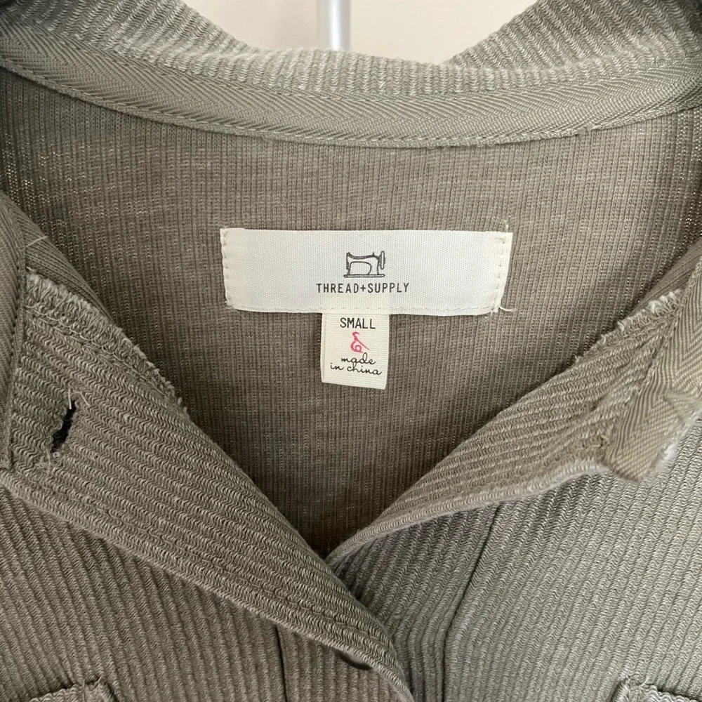 Thread & Supply Light Olive Ribbed Button-Up Cardigan - Picture 2 of 2